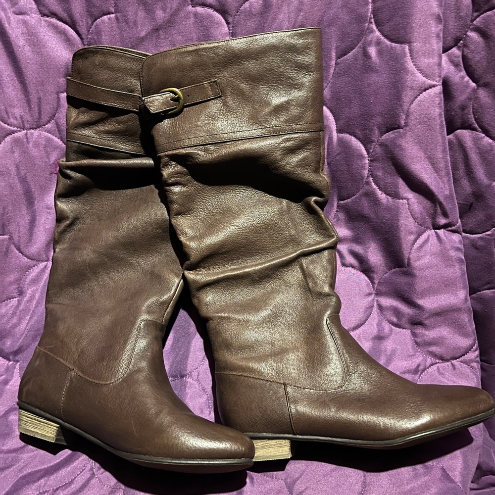 Brown Slouchy Leather Boots